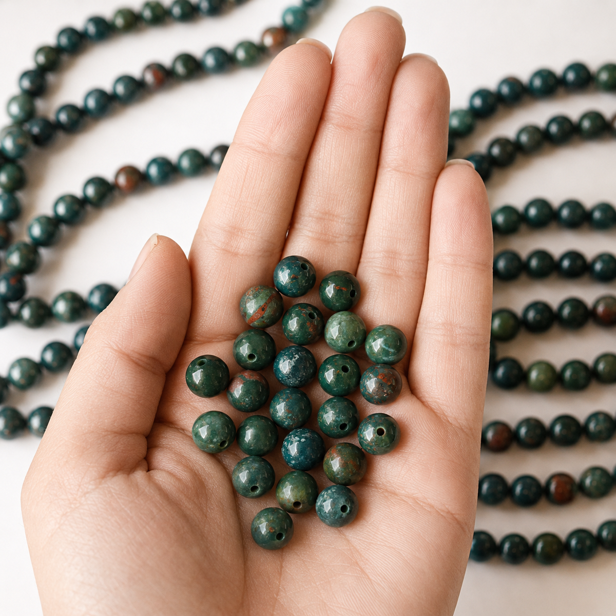 Bloodstone Beads, Natural Round Crystal Beads 4mm to 12mm