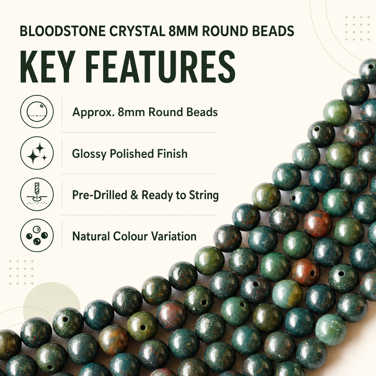 Bloodstone Beads, Natural Round Crystal Beads 4mm to 12mm
