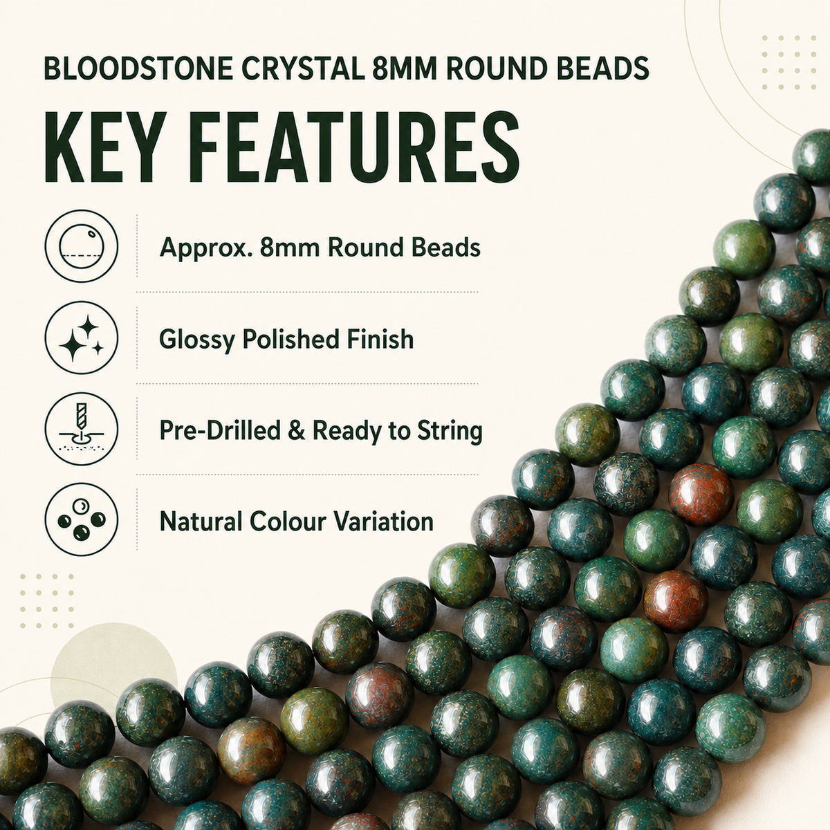 Bloodstone Beads, Natural Round Crystal Beads 4mm to 12mm