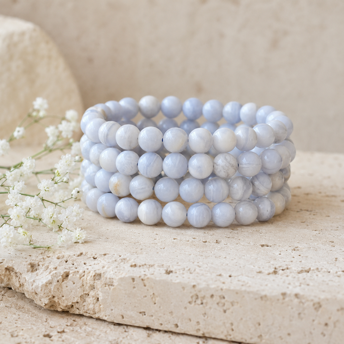 Blue Lace Agate Bracelet (Relaxation and Self Discovery)