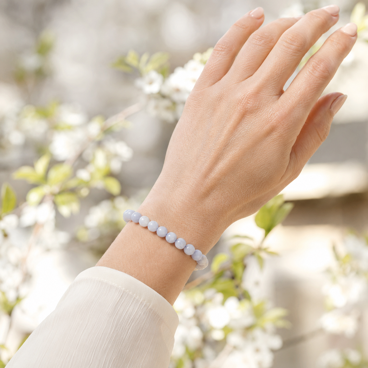 Blue Lace Agate Bracelet (Relaxation and Self Discovery)