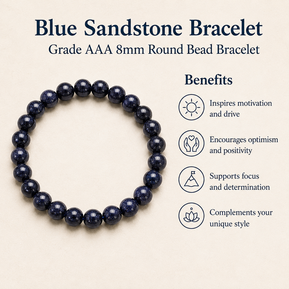 Blue Sandstone Bracelet | Carved in Sandstone Blue Bracelet (Inspiration and Trust)