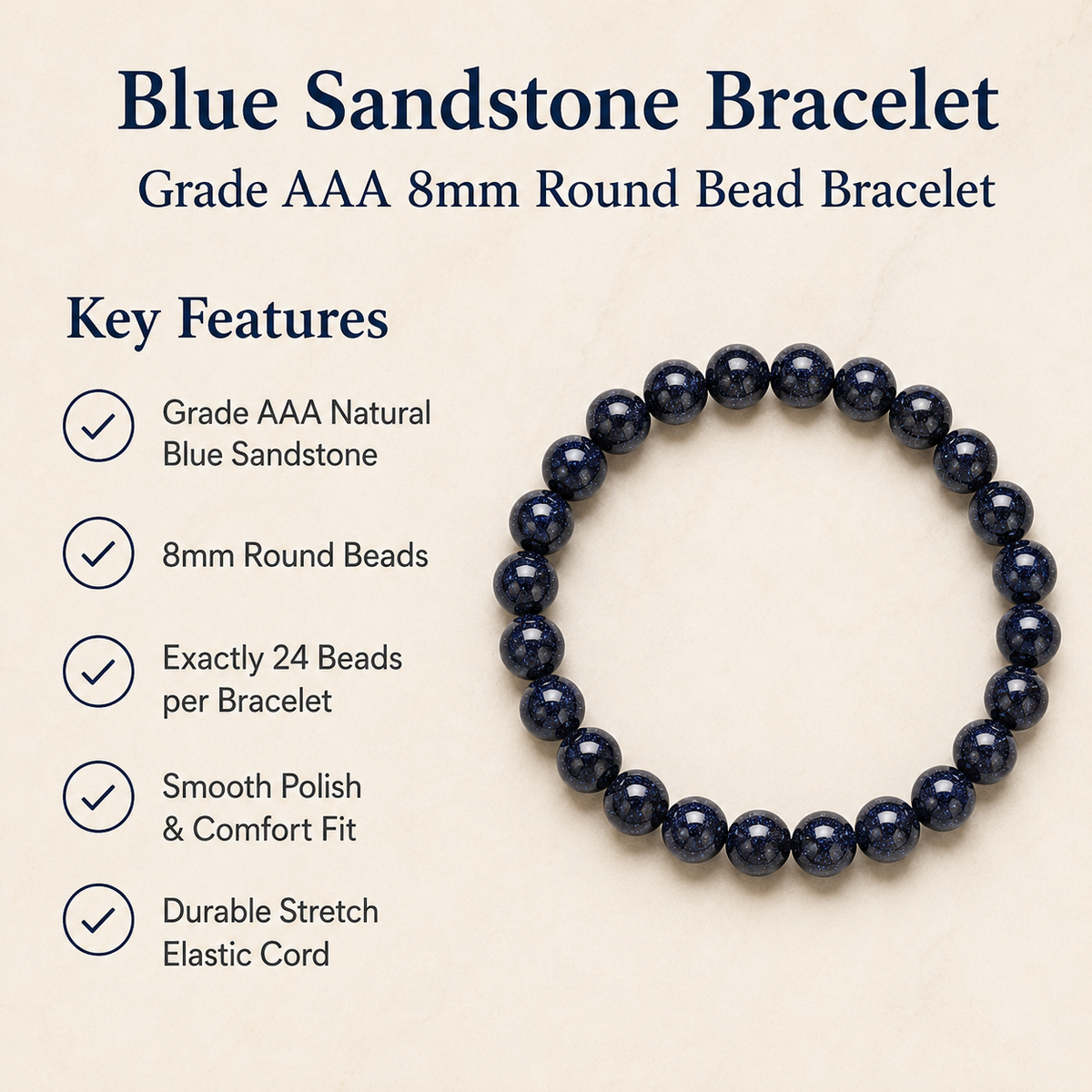 Blue Sandstone Bracelet | Carved in Sandstone Blue Bracelet (Inspiration and Trust)