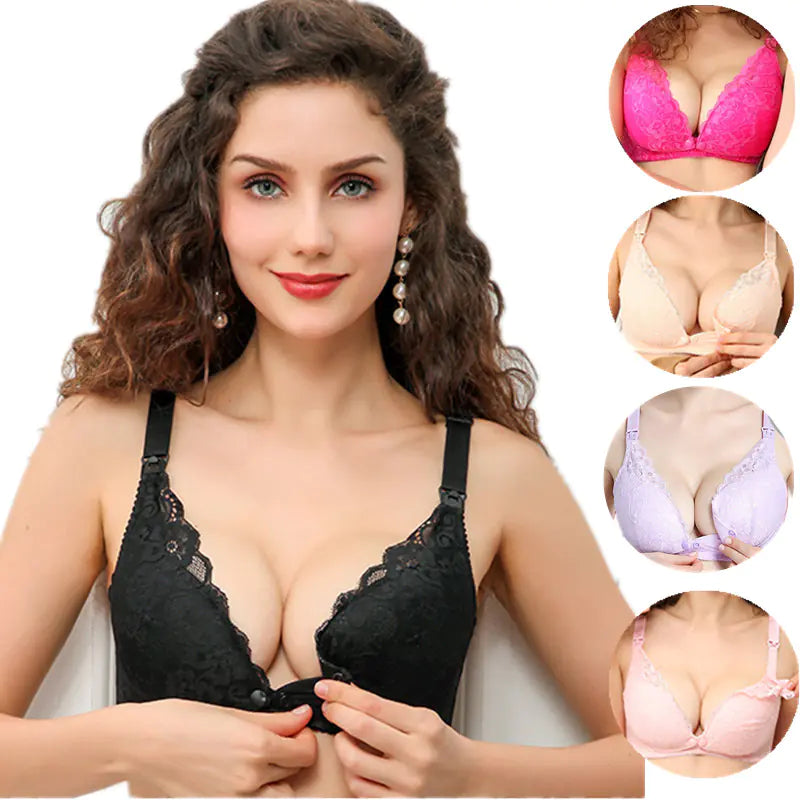 Breathable Lace Nursing Bra with Front Closure - 888