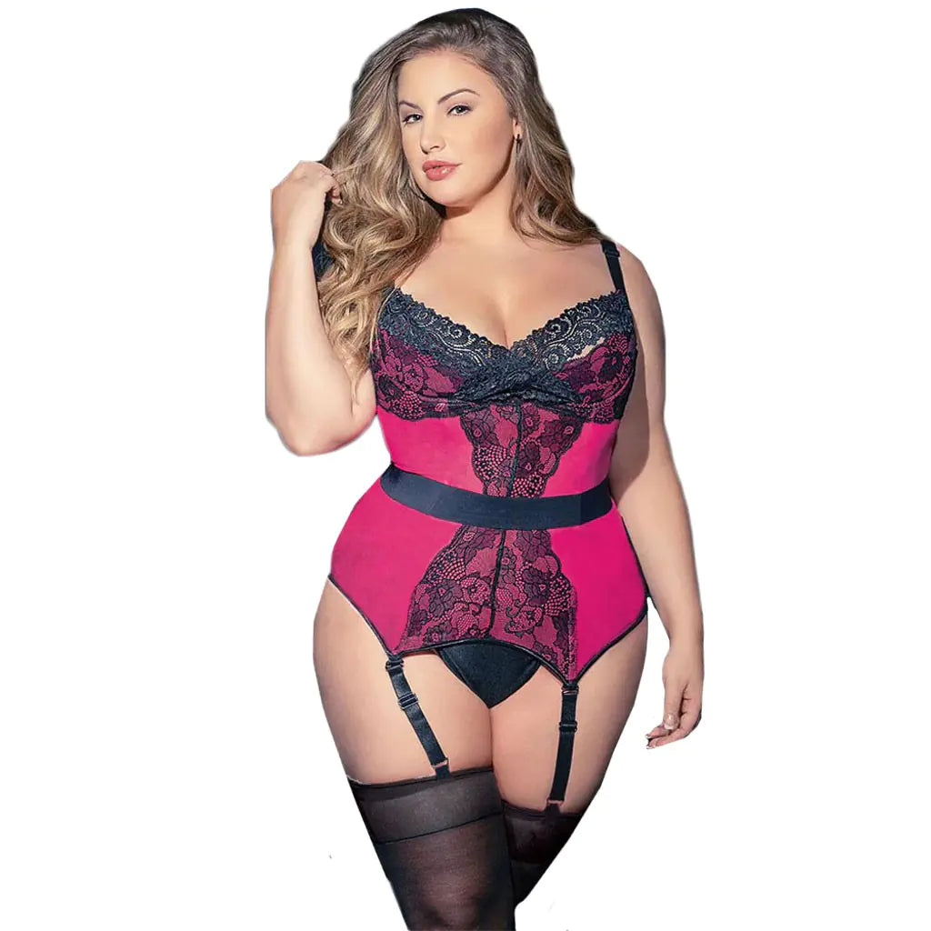 Sexy Lace Deep V Neck Bra Set with Silk Lingerie