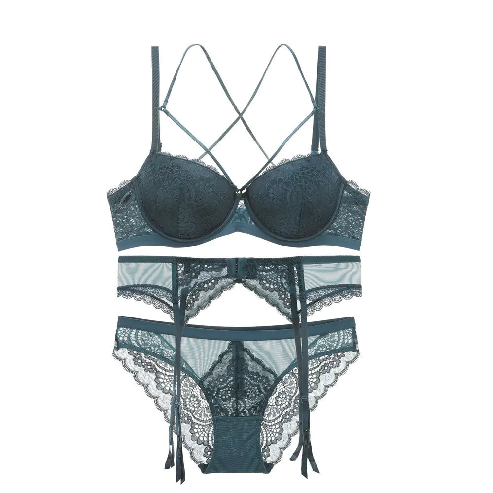 Lace Embroidered Bra and Lingerie Set (Style 5059) - Lingerie