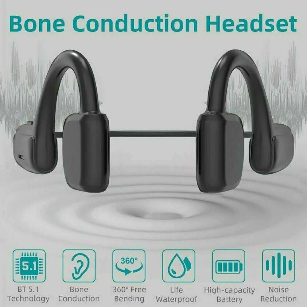 Bone Conduction Headphones Bluetooth 5.1 Wireless Outdoor Sport Headset
