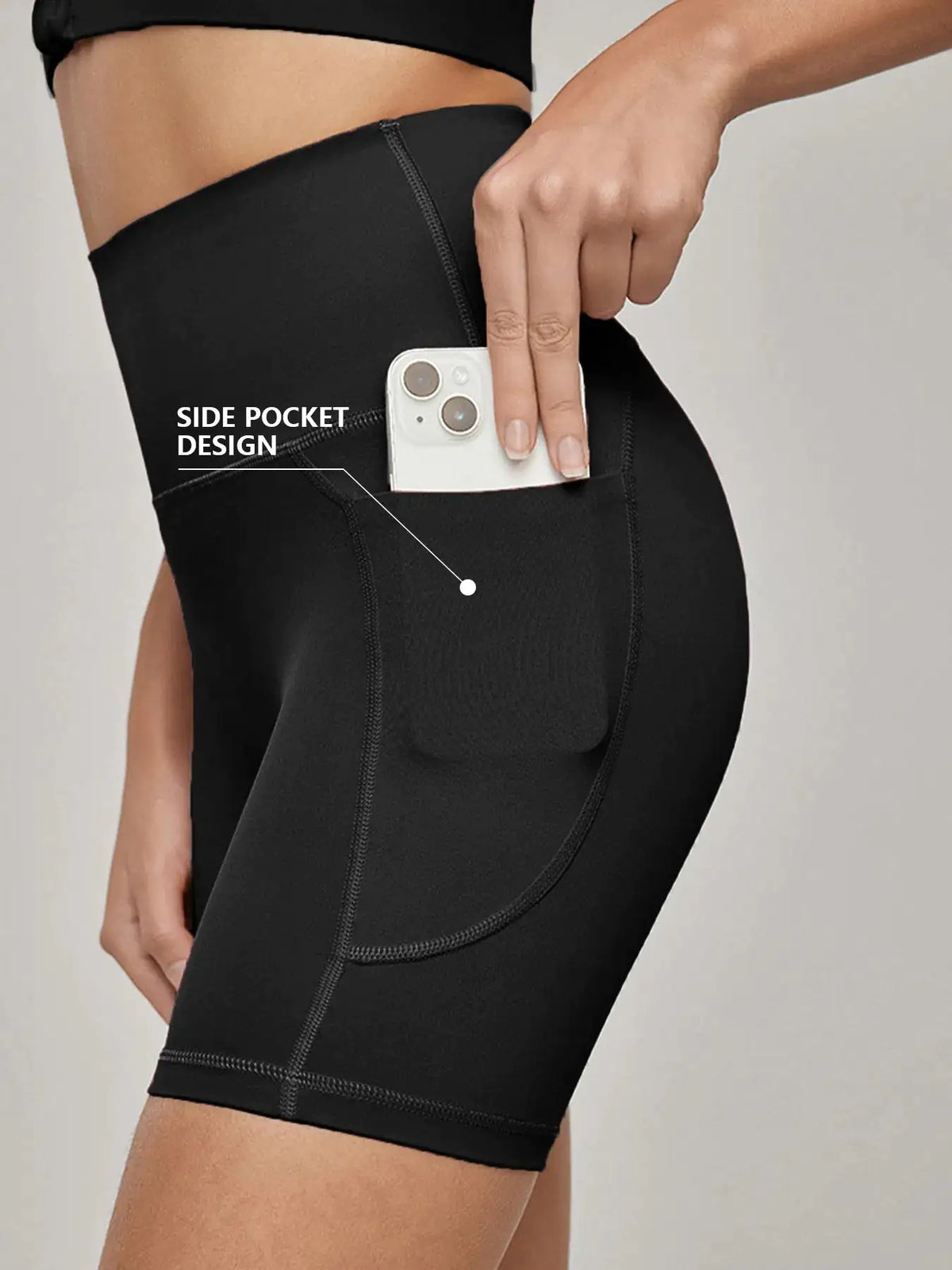 Plus Size Yoga Biker Shorts With Pockets High Waist, Tummy Control Gym Leggings