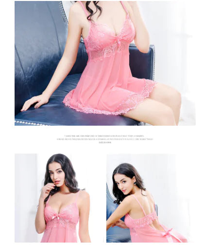 Lace and Mesh Women's Lingerie and Sleepwear Set