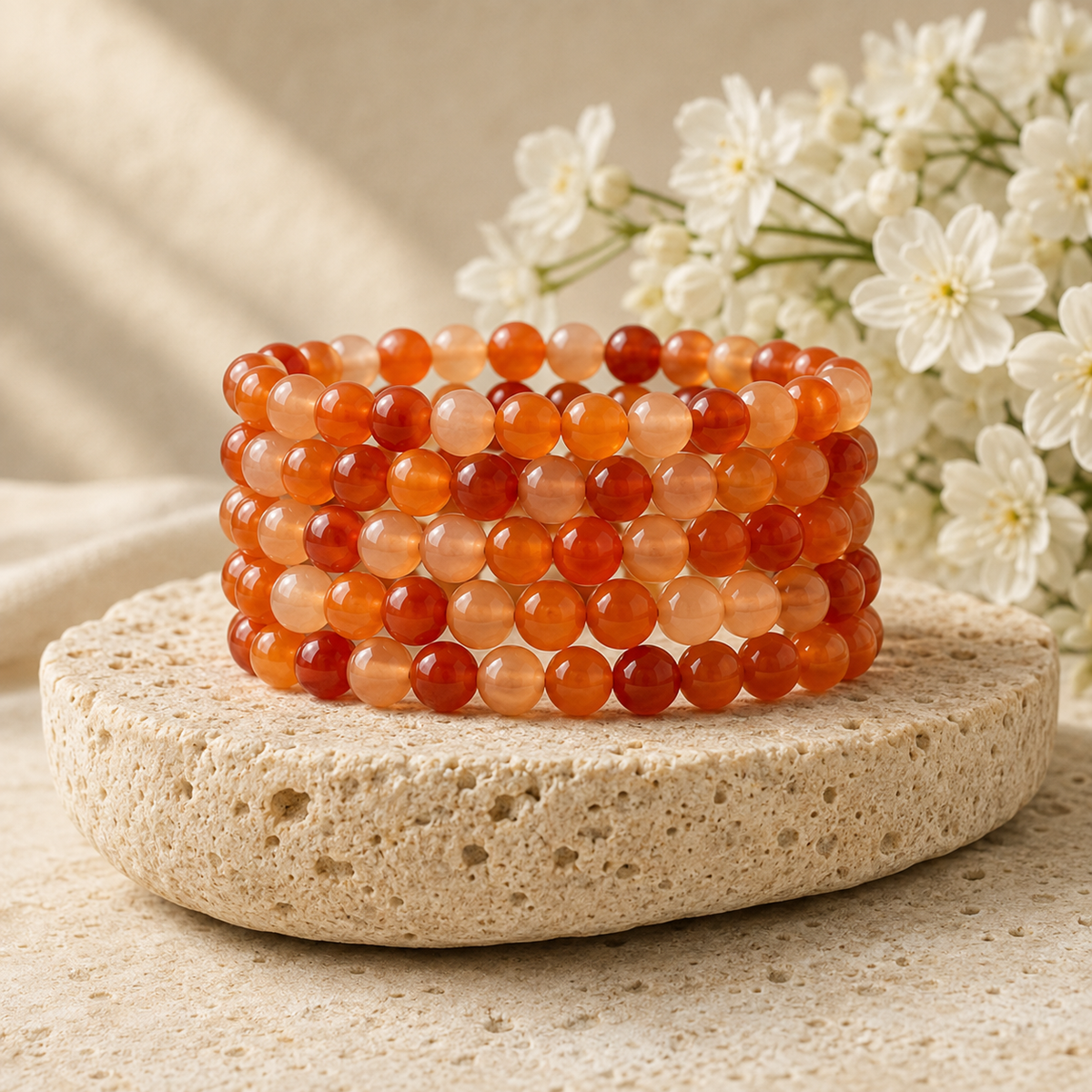Red Carnelian Bracelet | Carnelian Crystal Bracelet (Courage and Sexuality)