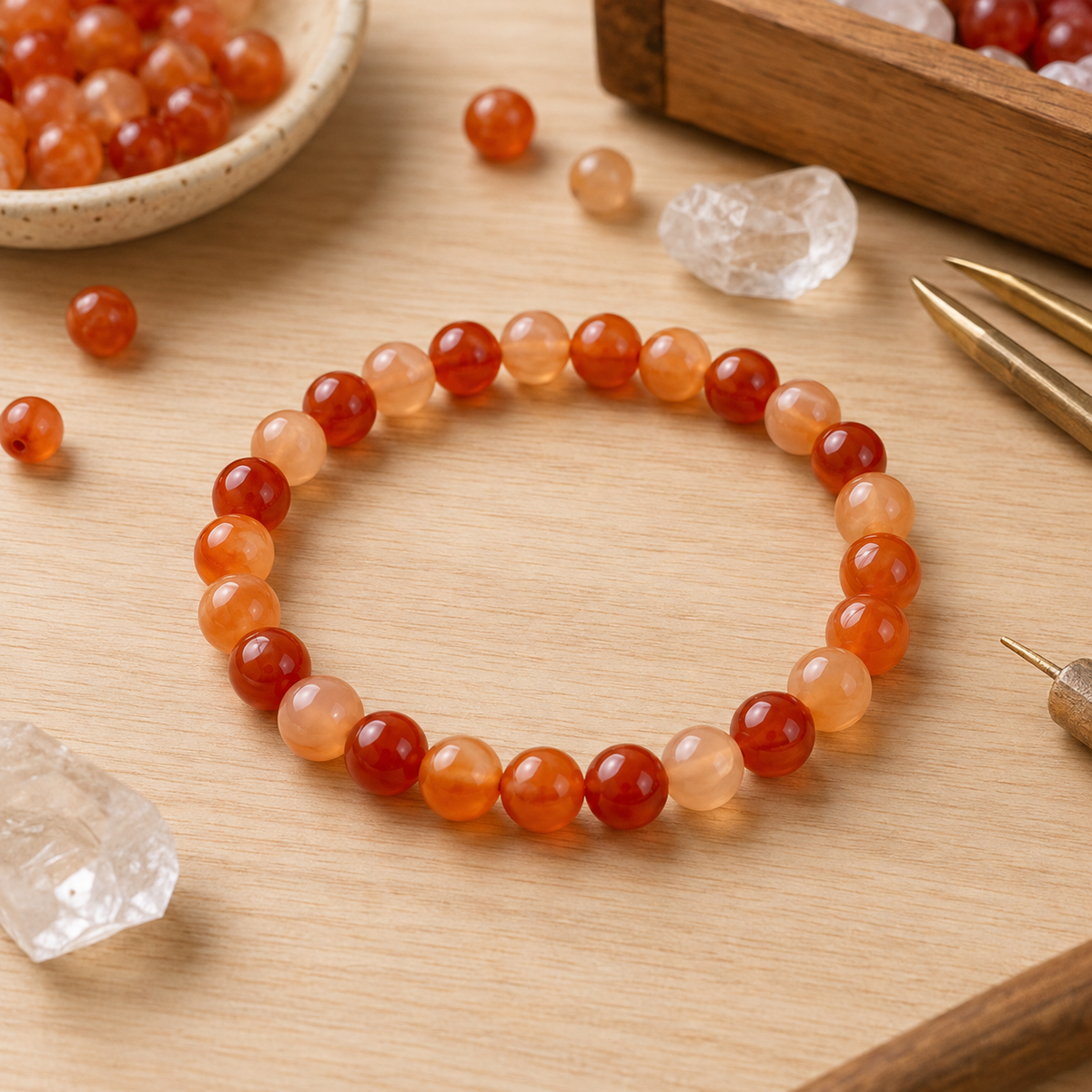 Red Carnelian Bracelet | Carnelian Crystal Bracelet (Courage and Sexuality)