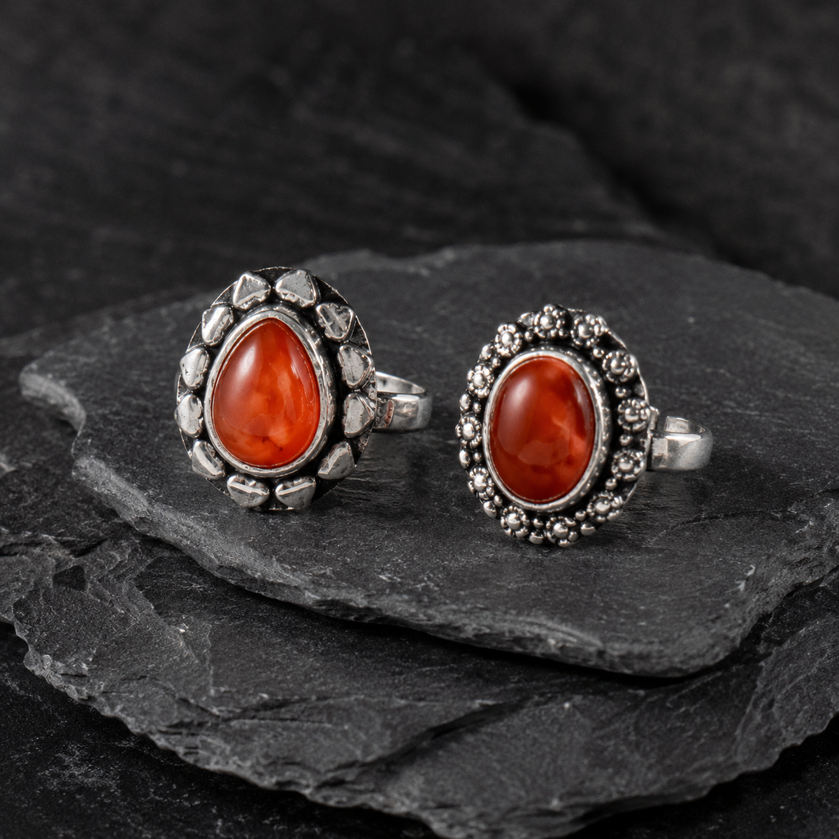 Carnelian rings – Gemstone rings Natural Crystal Healing Jewelry Collection