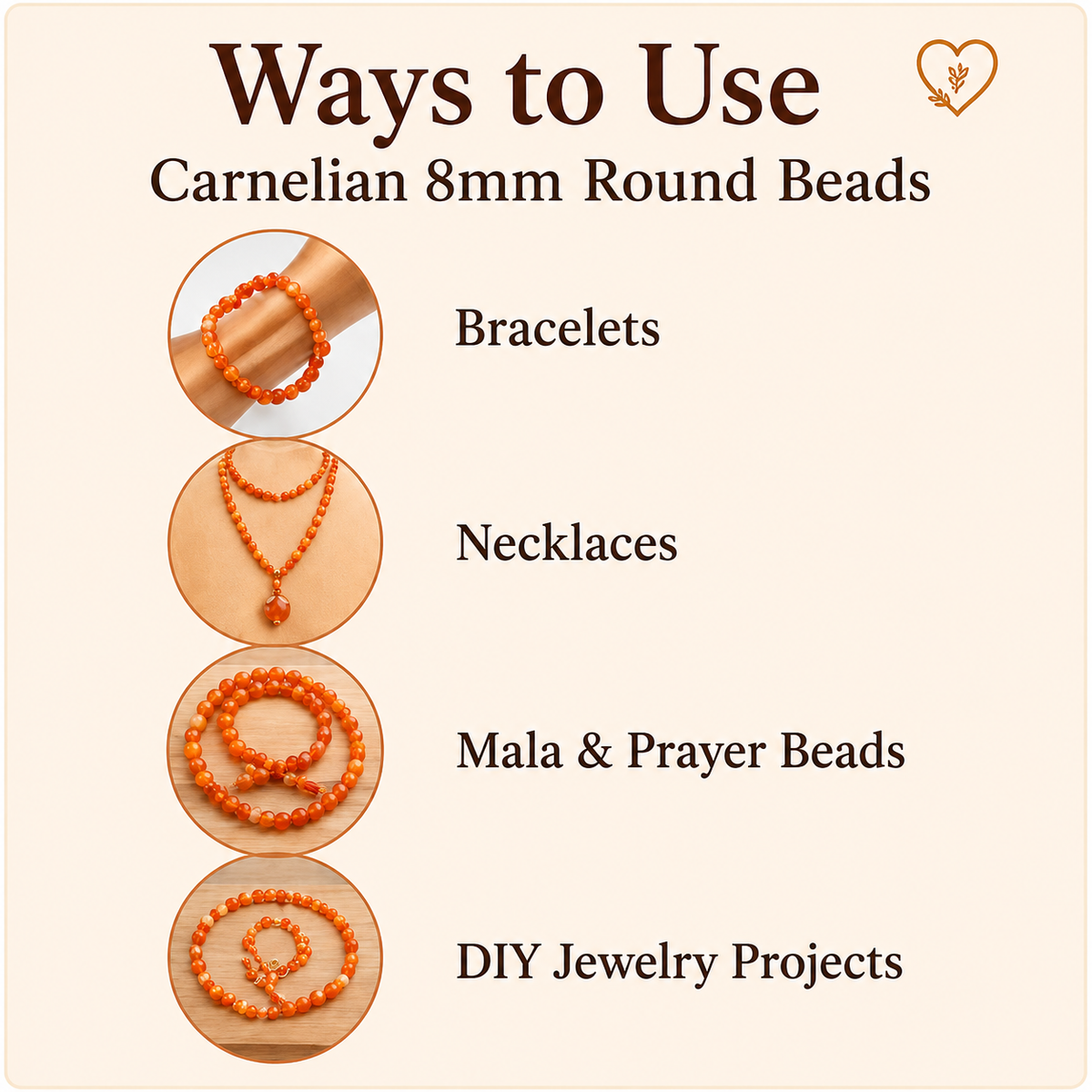 Carnelian Beads, Natural Round Crystal Beads 4mm to 12mm