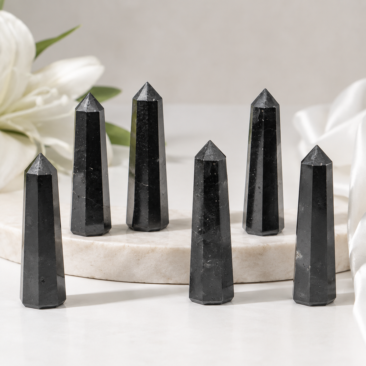 Black Shungite Tower Point (Purification and Inflammation)