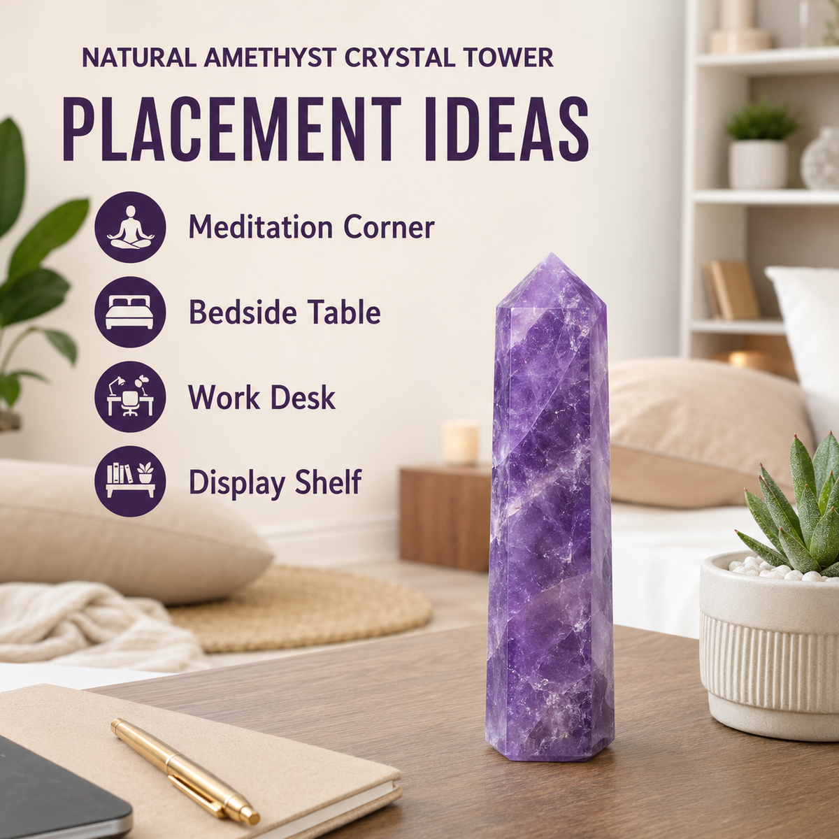 Amethyst Tower Point (Purification and Serenity)