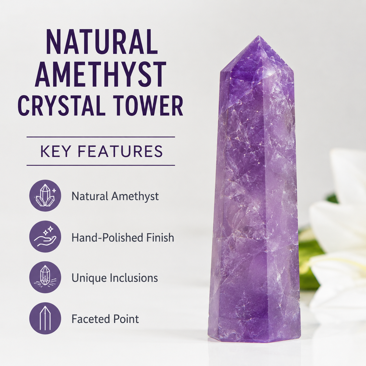 Amethyst Tower Point (Purification and Serenity)