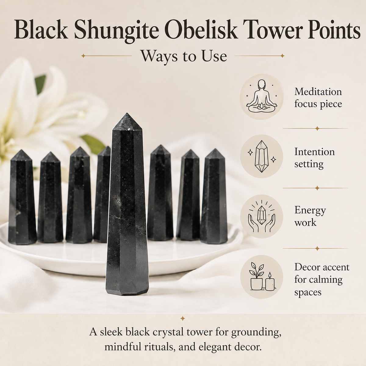 Black Shungite Tower Point (Purification and Inflammation)