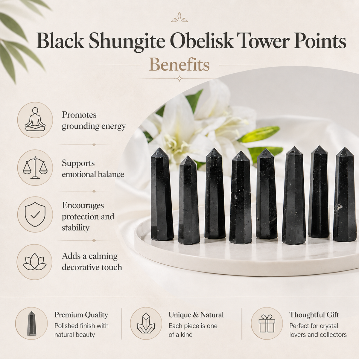 Black Shungite Tower Point (Purification and Inflammation)