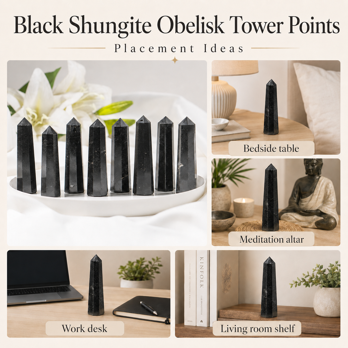 Black Shungite Tower Point (Purification and Inflammation)