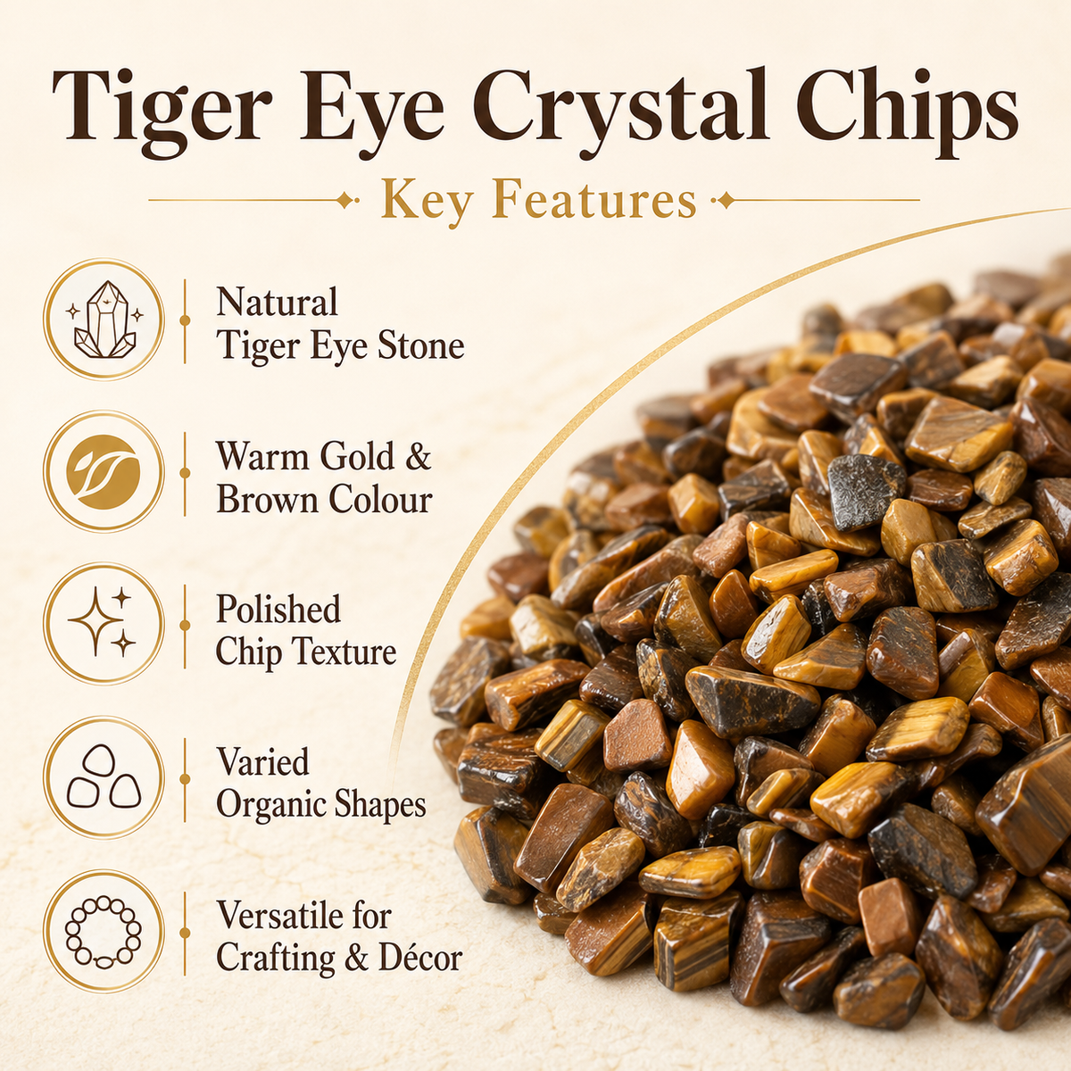 Tiger Eye Gemstone Chips (Protection and Willpower)