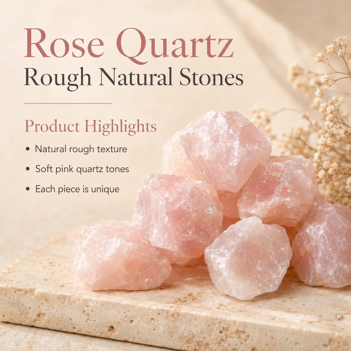 Rose Quartz Rough Rocks (Support Emotional and Boost Feelings Of Peace)