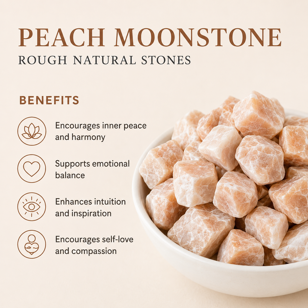 Peach Moonstone Rough Rocks (Confidence and Good Luck)
