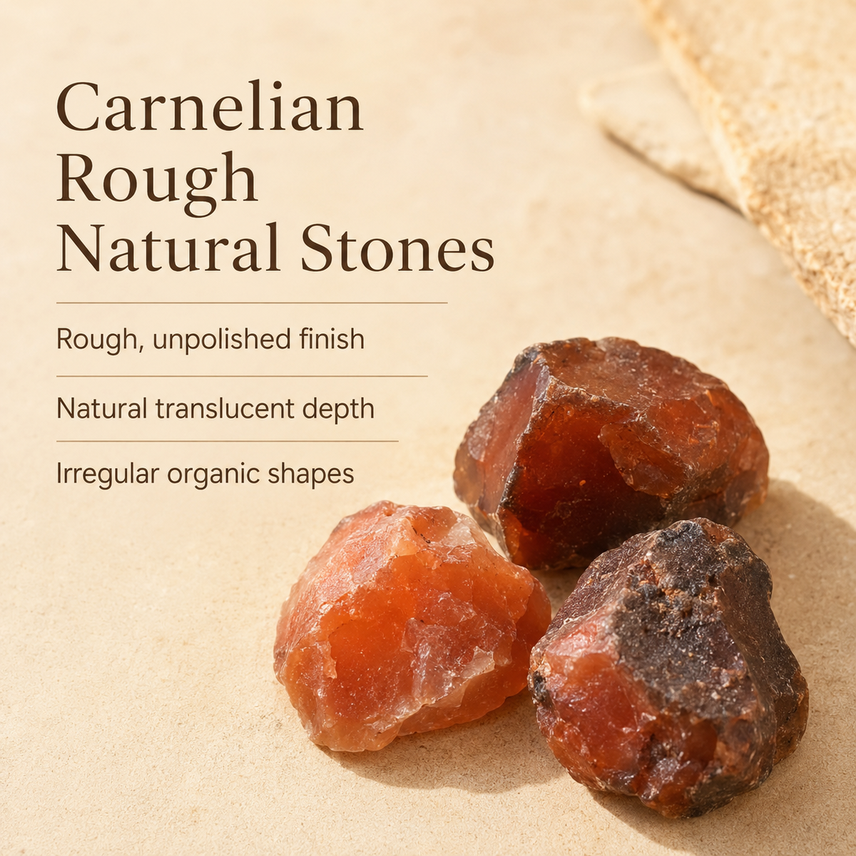 Carnelian Rough Rocks (Motivation and Stimulates Creativity)
