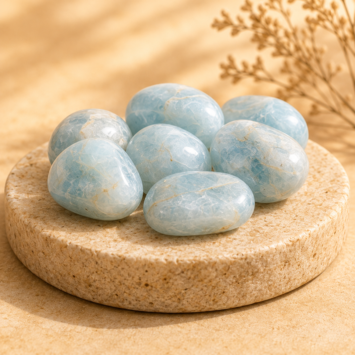 Aquamarine Tumbled Crystals (Anxiety Relief and Protection)