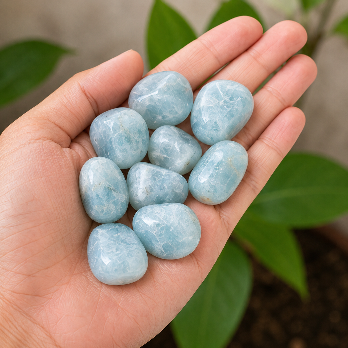 Aquamarine Tumbled Crystals (Anxiety Relief and Protection)