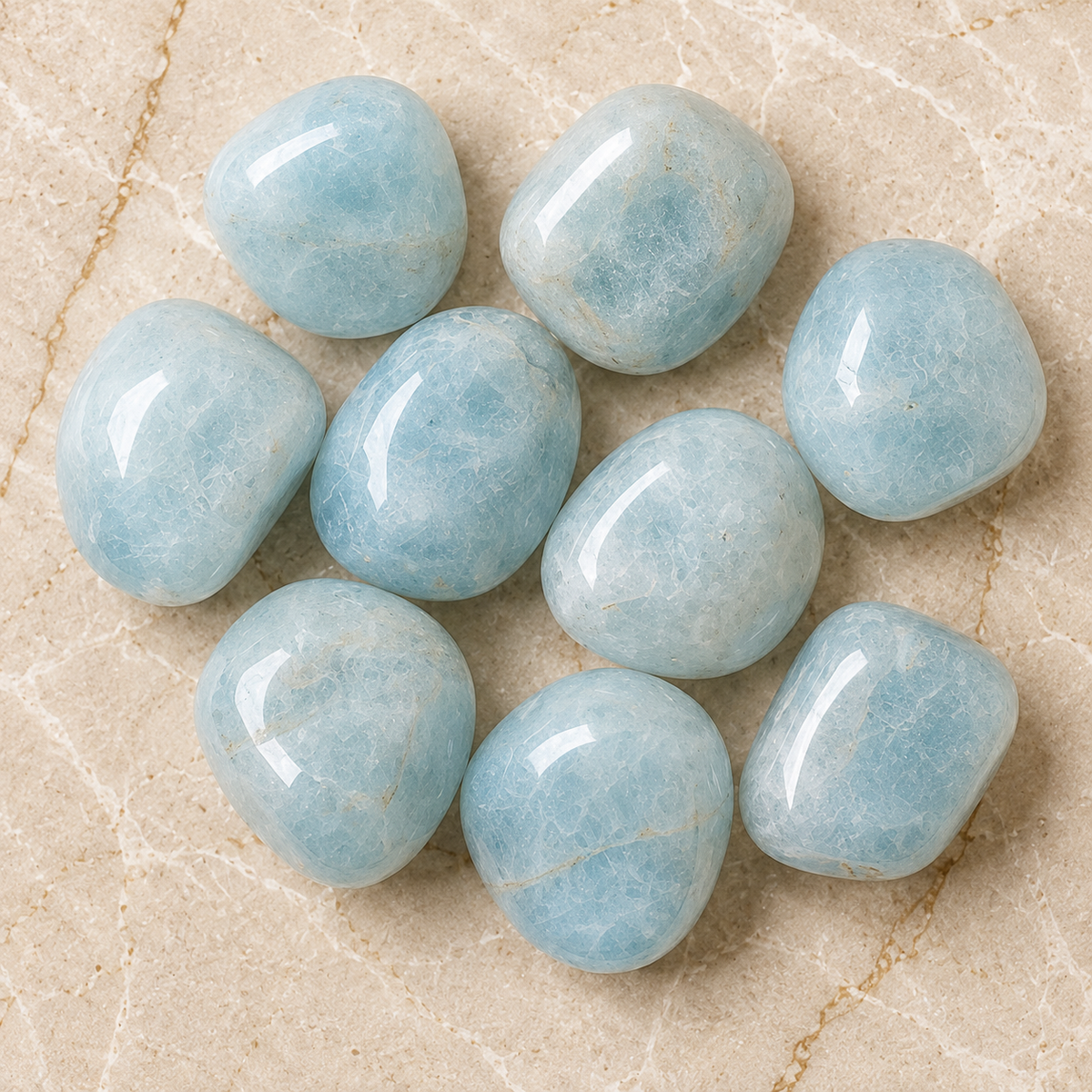Aquamarine Tumbled Crystals (Anxiety Relief and Protection)