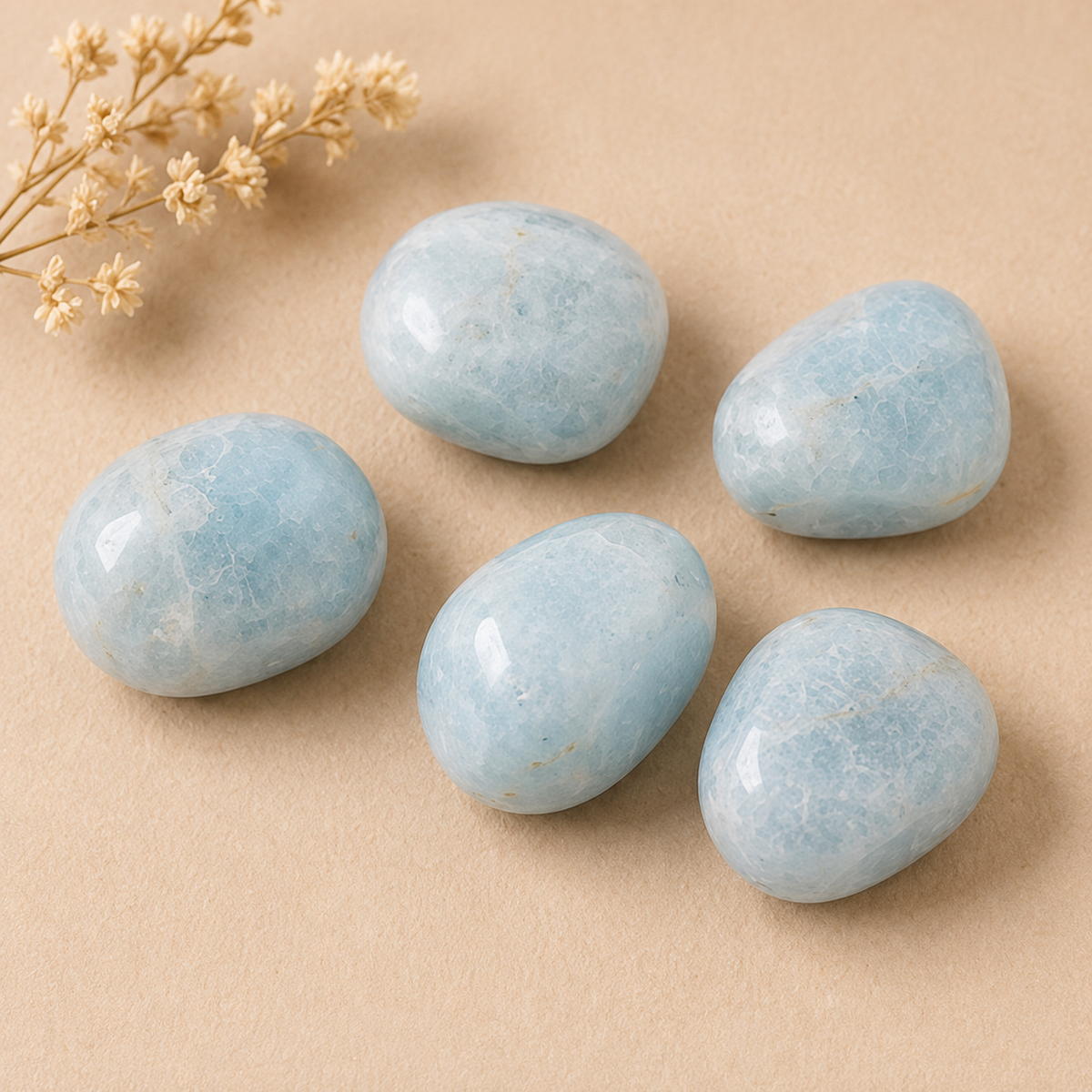 Aquamarine Tumbled Crystals (Anxiety Relief and Protection)