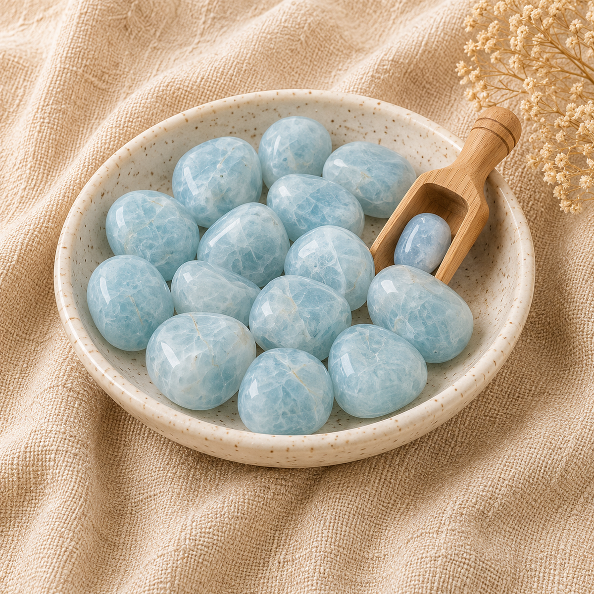 Aquamarine Tumbled Crystals (Anxiety Relief and Protection)