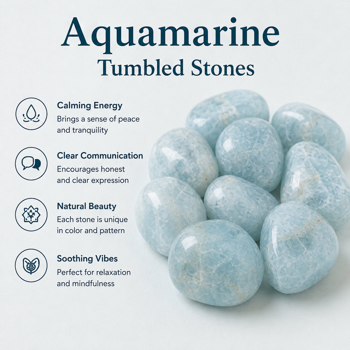 Aquamarine Tumbled Crystals (Anxiety Relief and Protection)