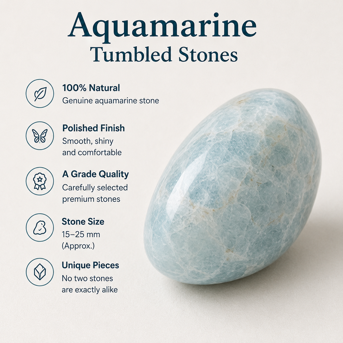 Aquamarine Tumbled Crystals (Anxiety Relief and Protection)
