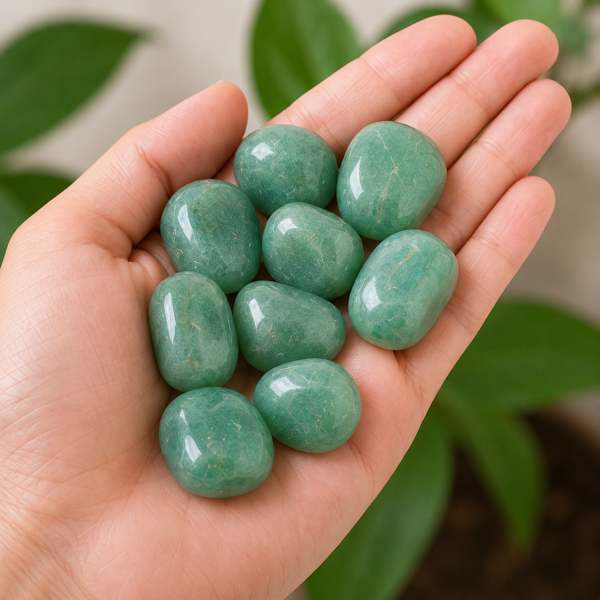 Green Aventurine Tumbled Crystals (Emotional Understanding and Luck And Good Fortune)