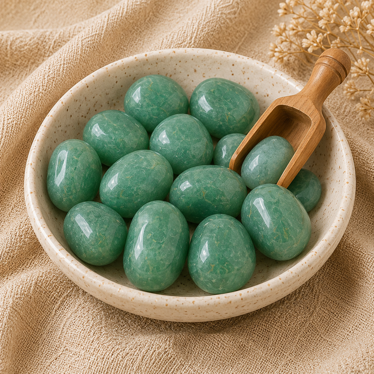 Green Aventurine Tumbled Crystals (Emotional Understanding and Luck And Good Fortune)