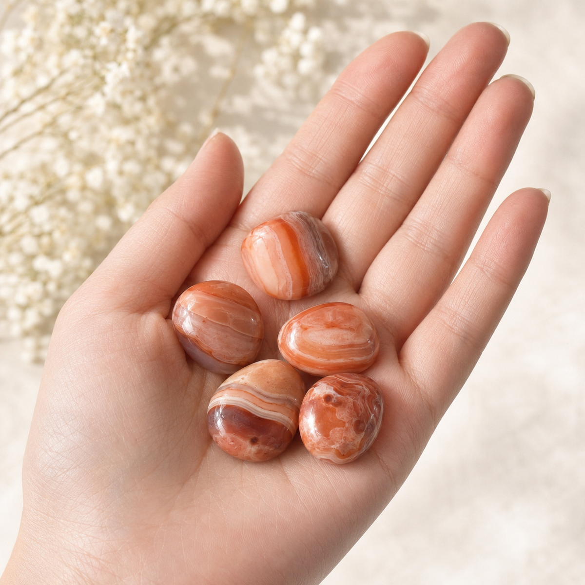 Red Sulemani Agate Tumbled Crystals (Improves Physical and Mental Health)