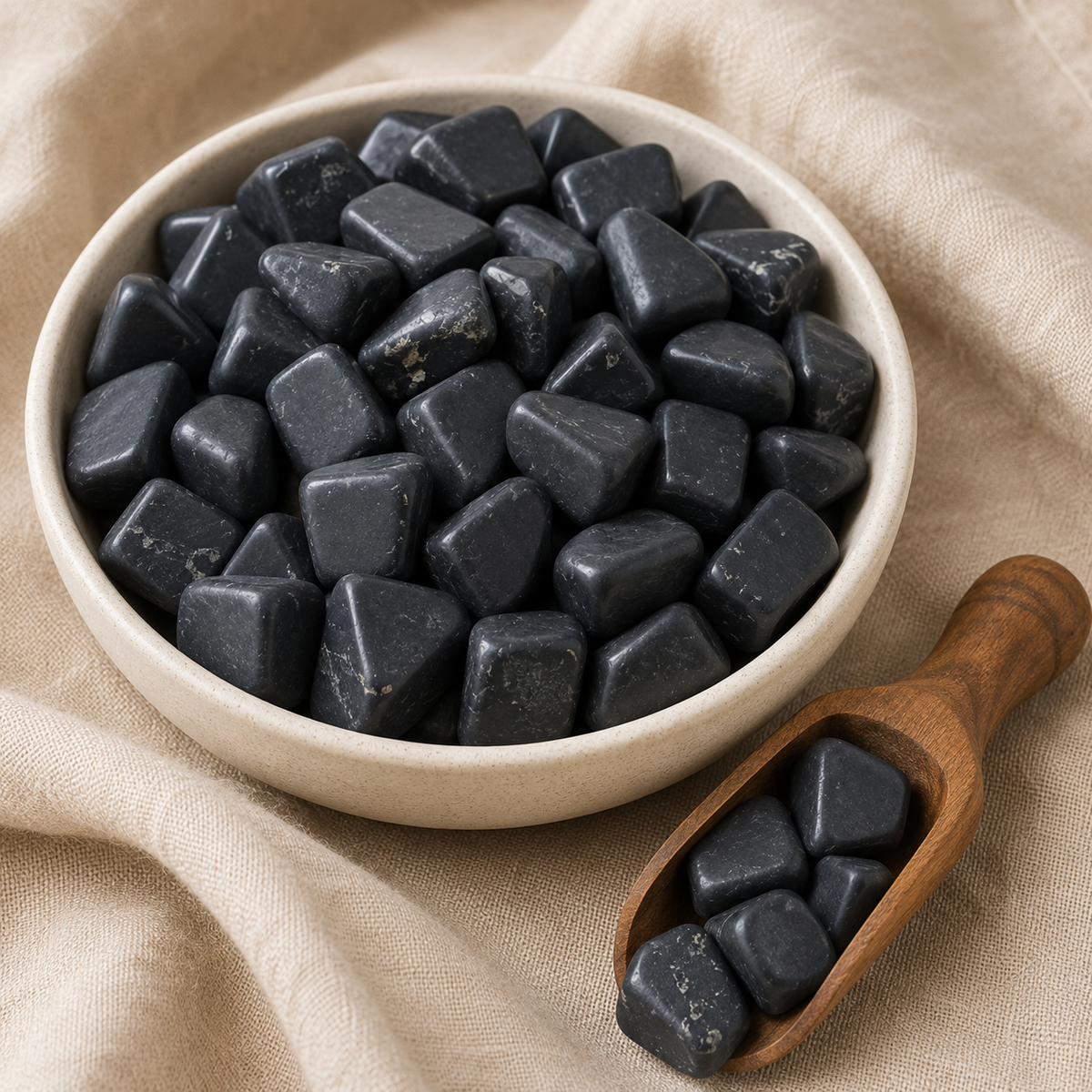 Black Shungite Tumbled Crystals (Elimination Toxins and Clarity )