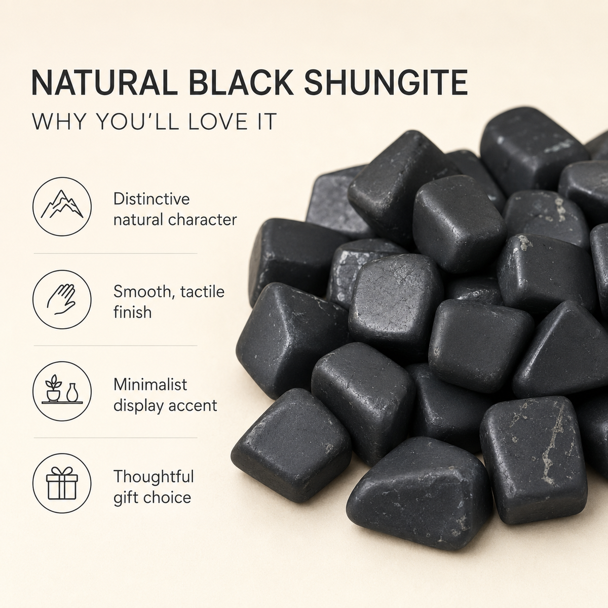Black Shungite Tumbled Crystals (Elimination Toxins and Clarity )