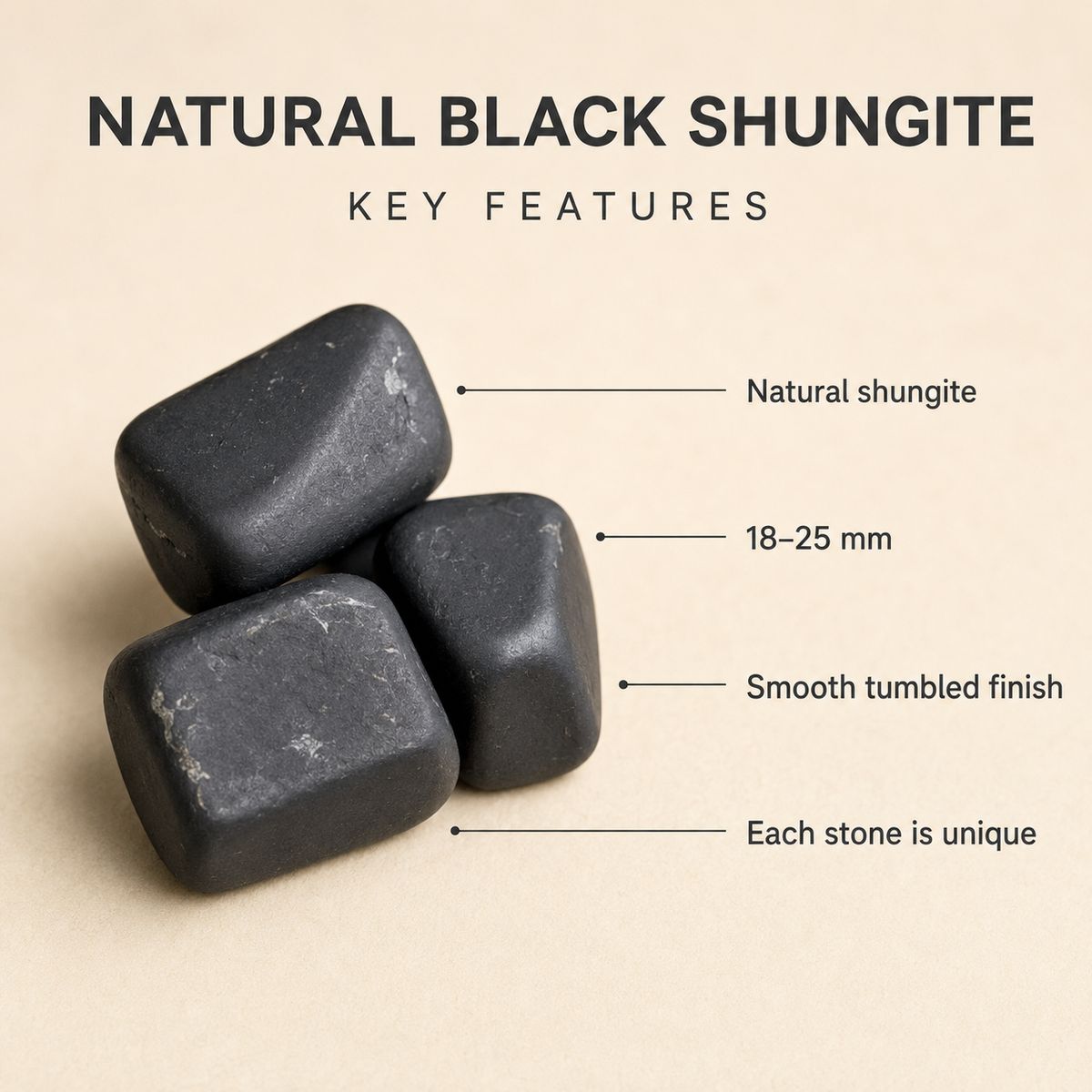 Black Shungite Tumbled Crystals (Elimination Toxins and Clarity )