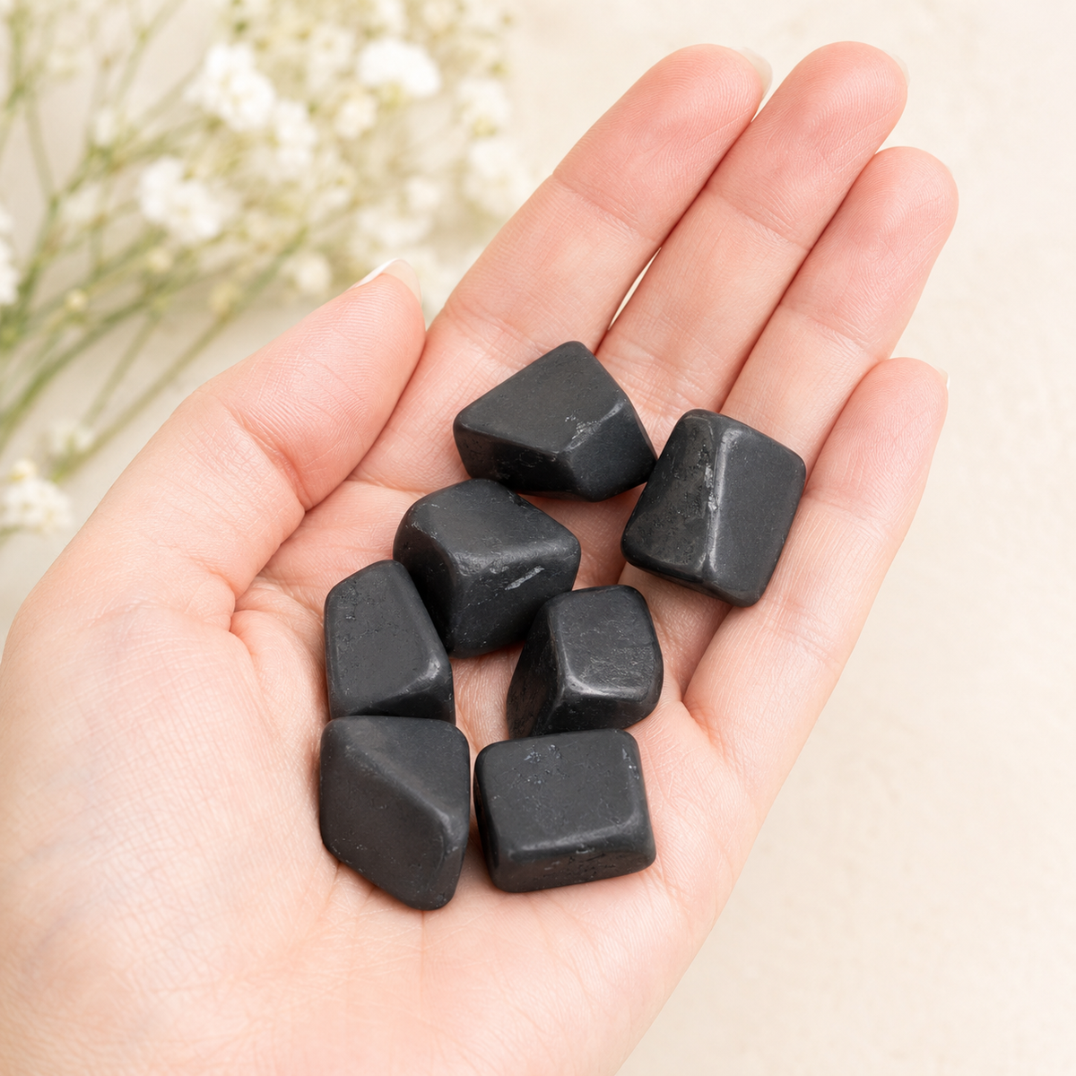 Black Shungite Tumbled Crystals (Elimination Toxins and Clarity )