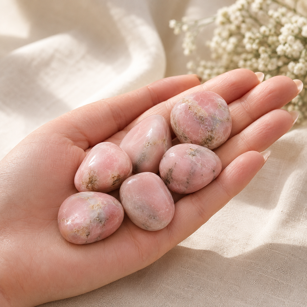 Pink Opal Tumbled Crystals (Mastering Fear and Wisdom)