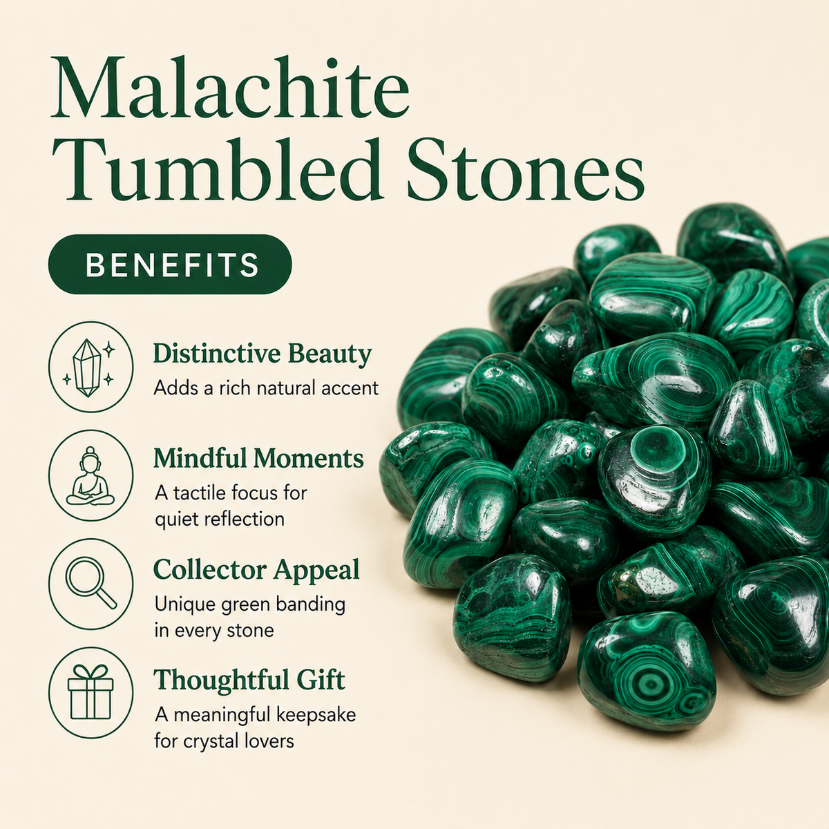 Malachite Tumbled Crystals (Leadership and Travel)