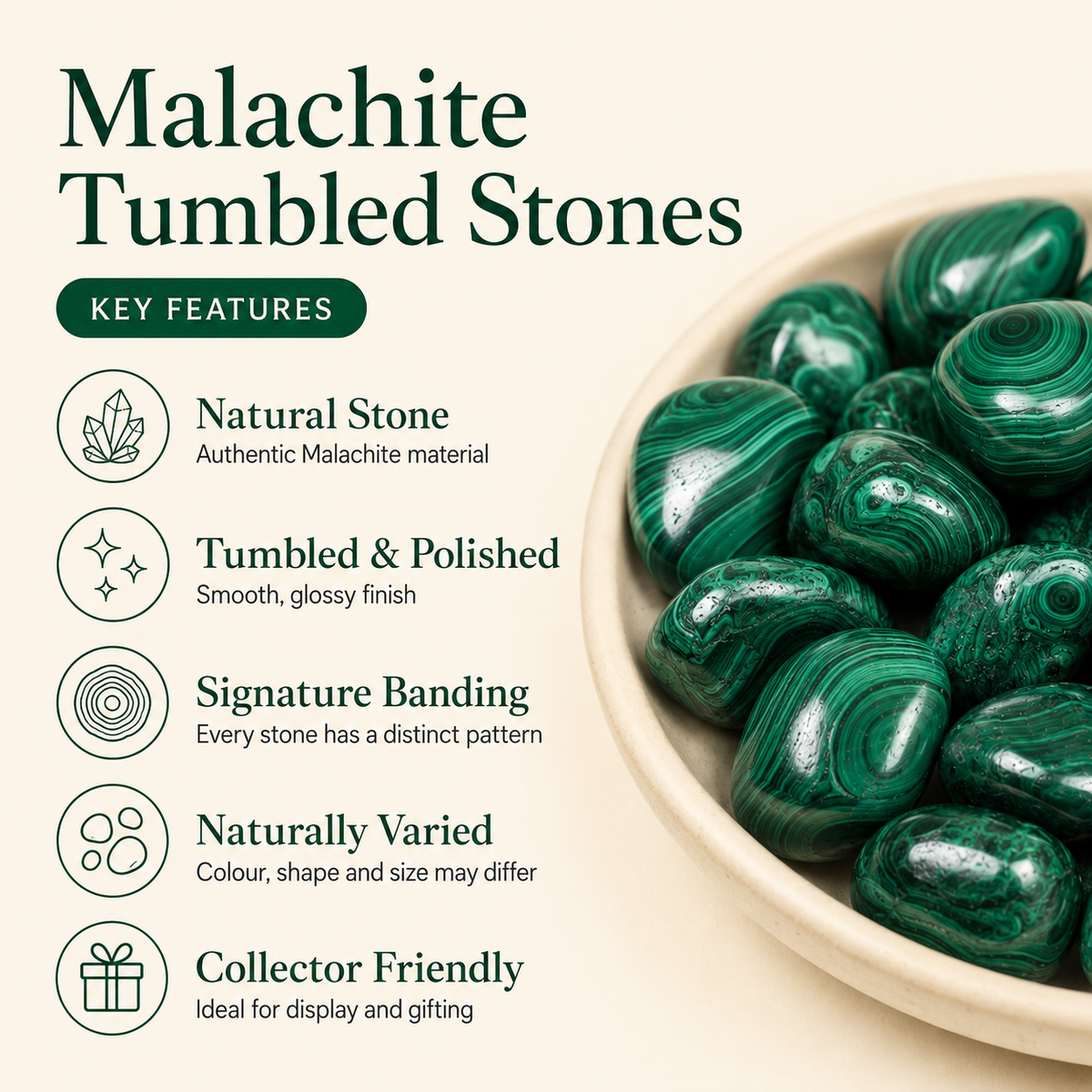 Malachite Tumbled Crystals (Leadership and Travel)