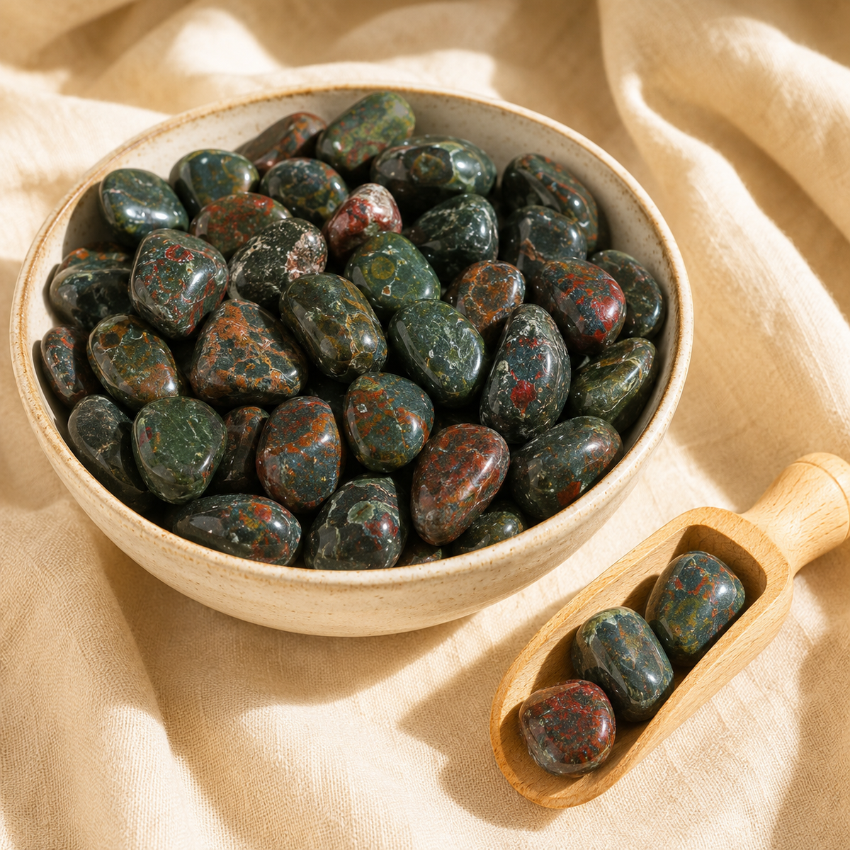 African Bloodstone Tumbled Crystals (Abundance of wealth and Protection)