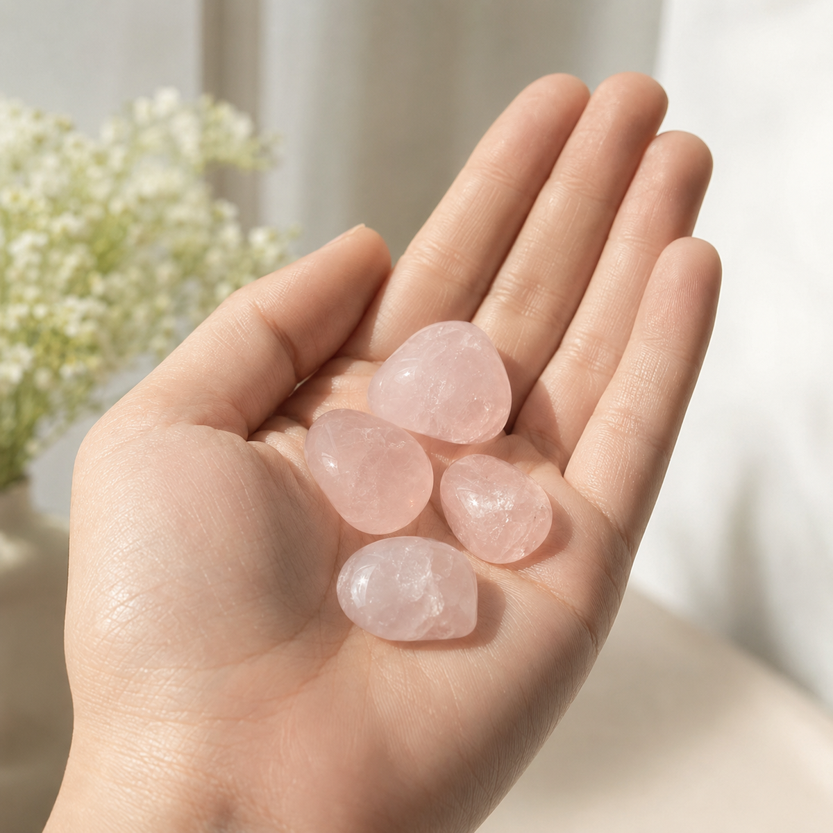 Rose Quartz Tumbled Crystals (Anxiety Relief and Relaxation)