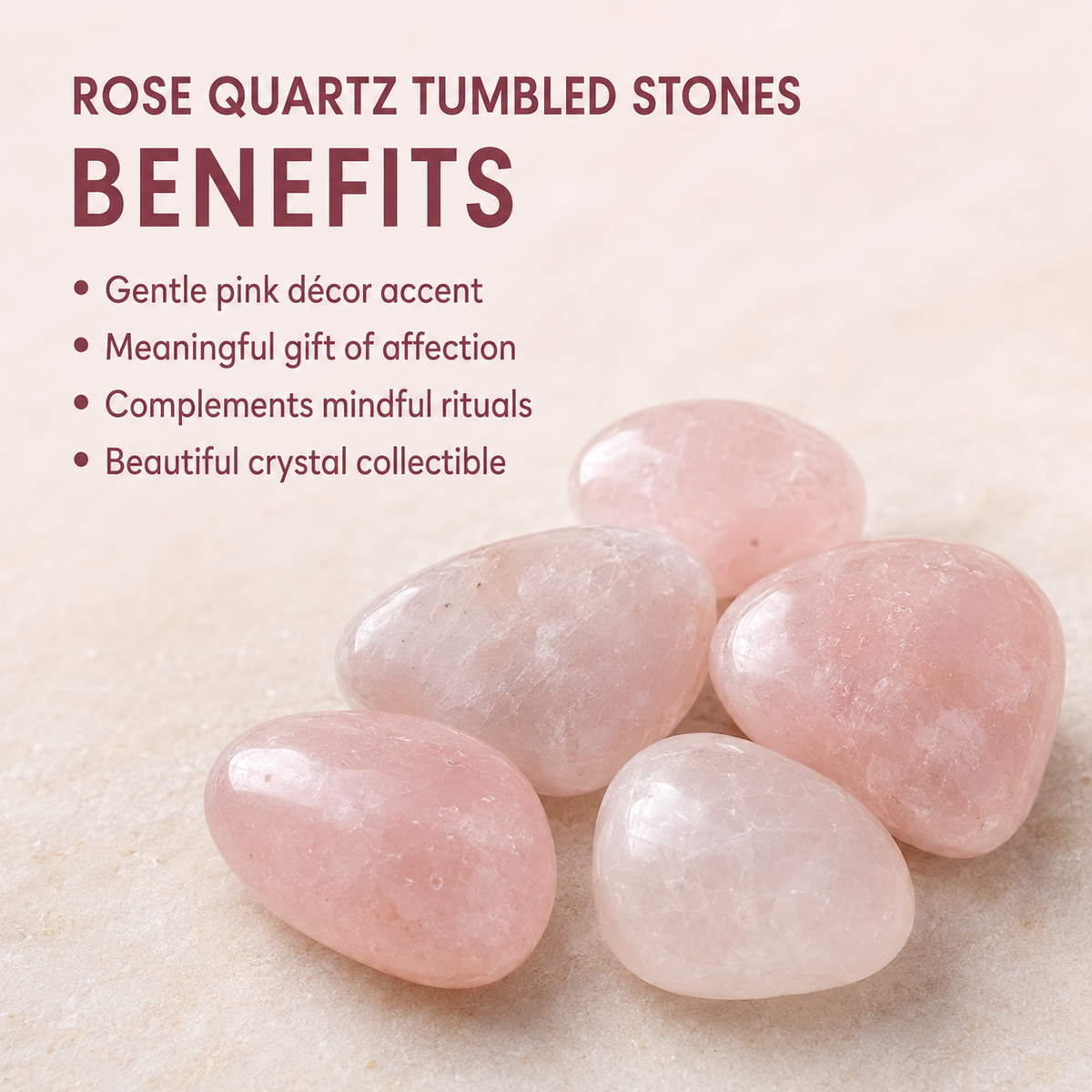 Rose Quartz Tumbled Crystals (Anxiety Relief and Relaxation)