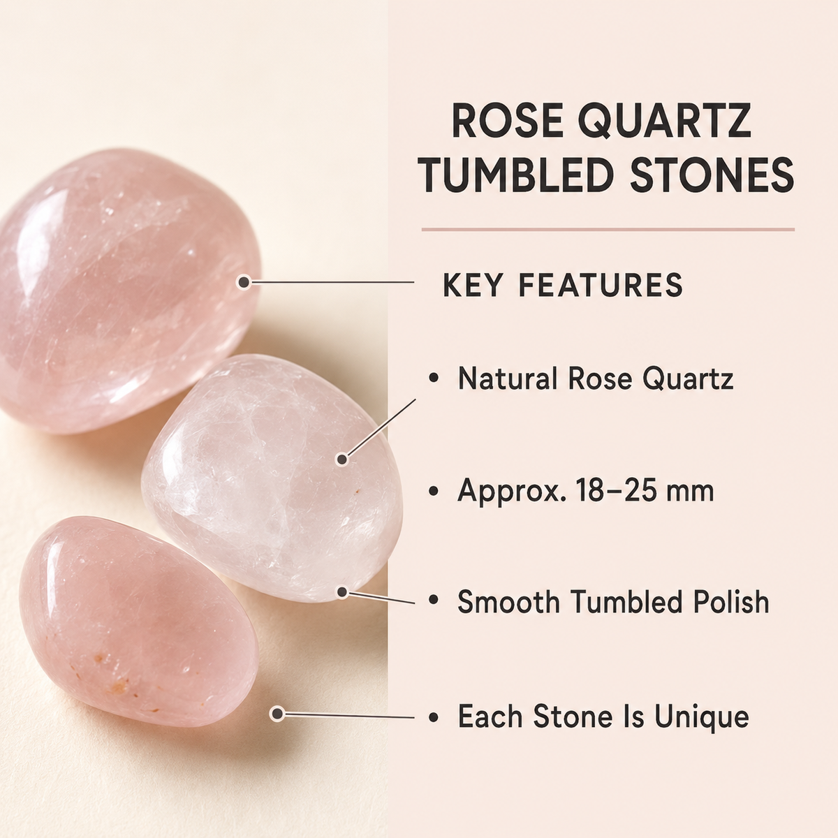 Rose Quartz Tumbled Crystals (Anxiety Relief and Relaxation)