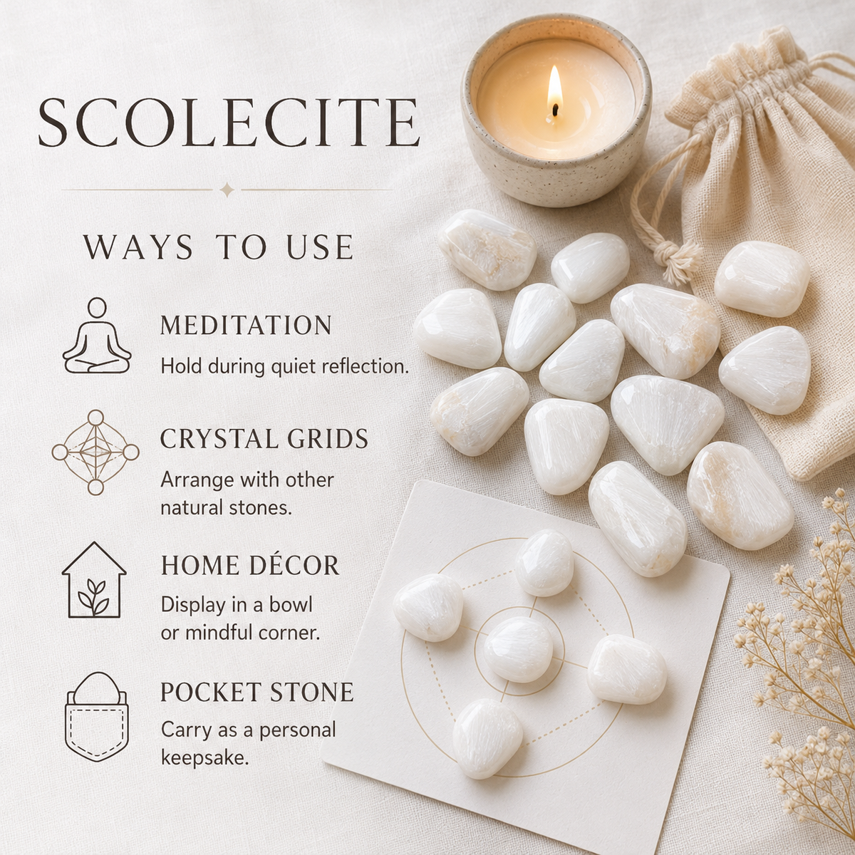 Scolecite Tumbled Crystals (Expanded Awareness and Intuition)