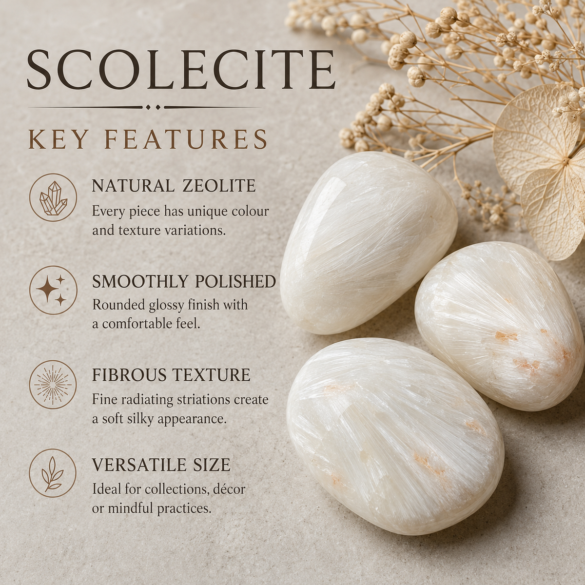 Scolecite Tumbled Crystals (Expanded Awareness and Intuition)